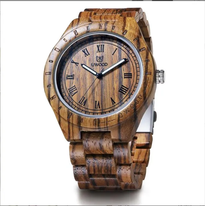 New Natural Black Sandal Wood Analog Watch UWOOD Japan MIYOTA Quartz Movement Wooden Watches Dress Wristwatch For Unisex1285x