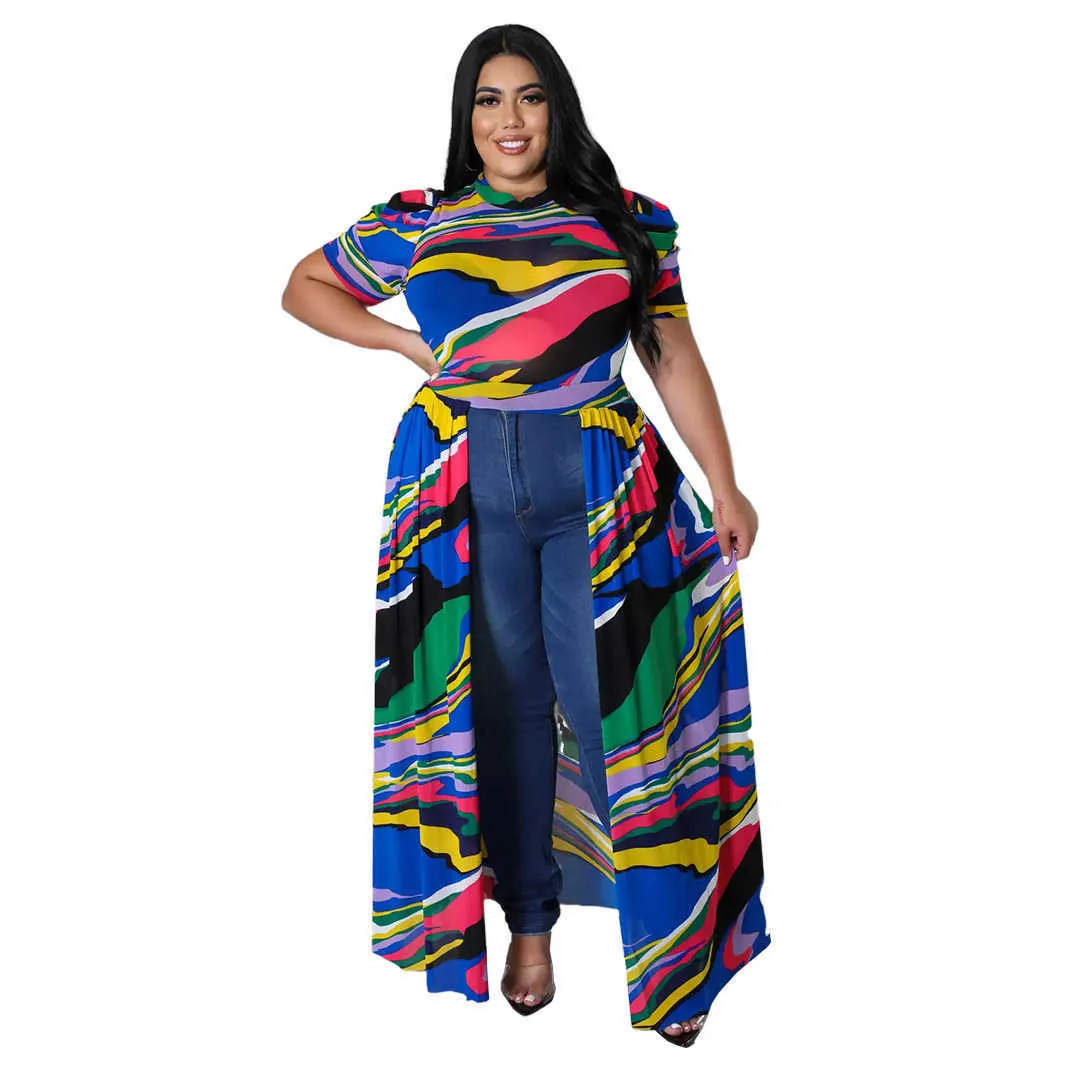 Mode grande taille robes urbaines pour les femmes col rond taille haute à manches courtes maille évider élégante Maxi robe