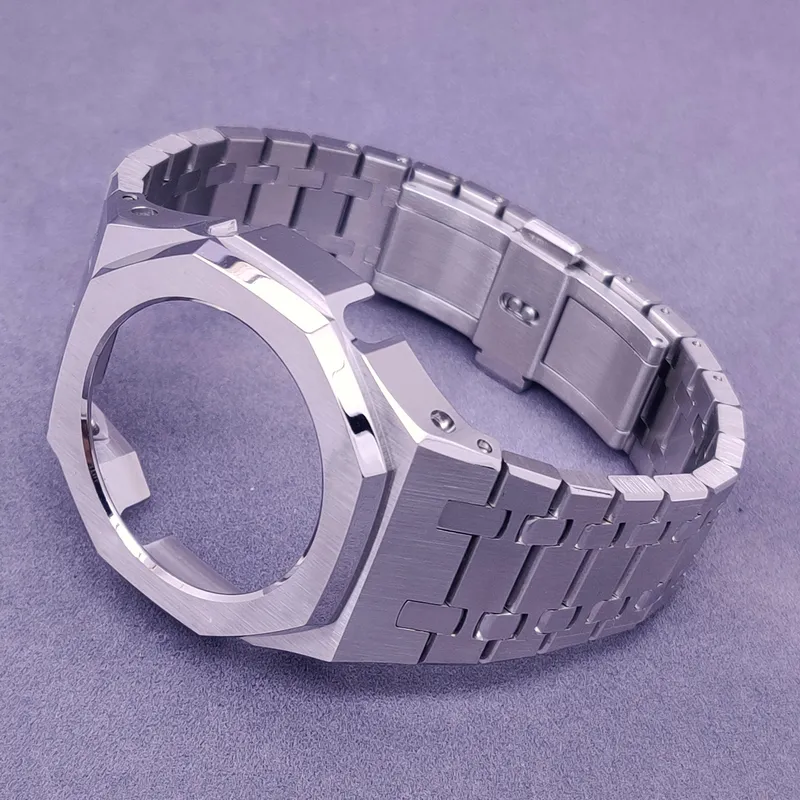 GMAS2100 Hontao Casioak Mini All Metal Mod Kit Watch Case Bisel con banda de reloj de tornillo Acero inoxidable para el acero inoxidable para el GMA-S2100 220518 más pequeño