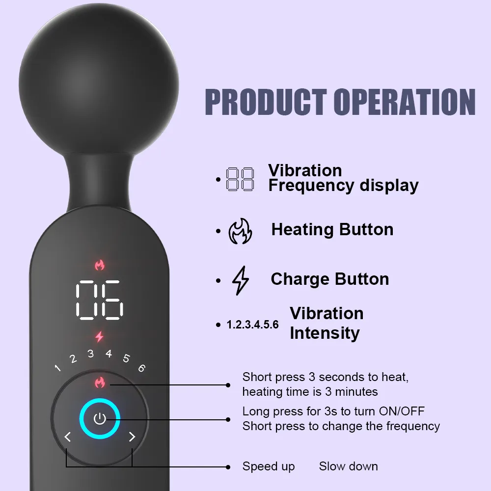 Aquecimento inteligente vibrador AV para mulheres com exibição digital G Spot Spot Magic Wand Dildo Clitoris estimulador Sexy Toys Feminino Masturbador
