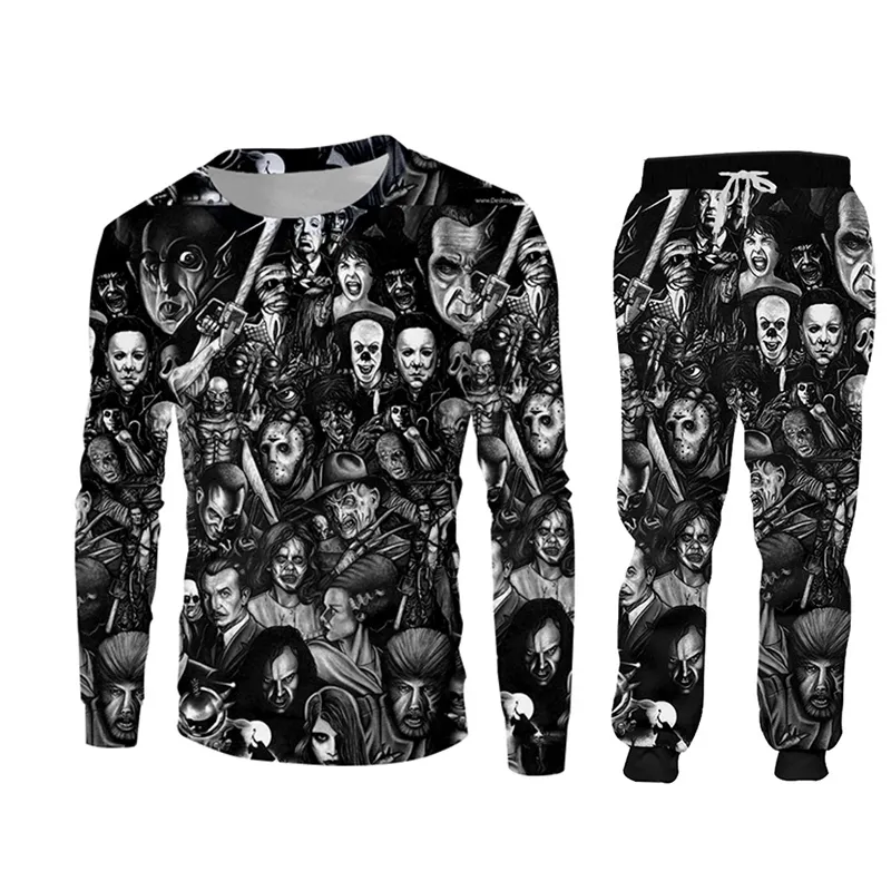 UJWI 3D Print Scary Clown Mask Mass Clothes Sportswear jogger