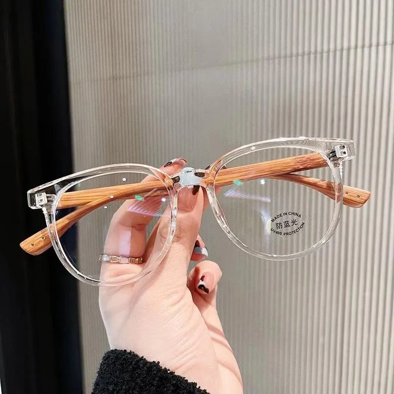 Mode Sonnenbrille Rahmen Anti Blaues Licht Gläser Retro Holz Bein Optische Rahmen Vintage Frauen Transparente Linse Rezept Brillen317b
