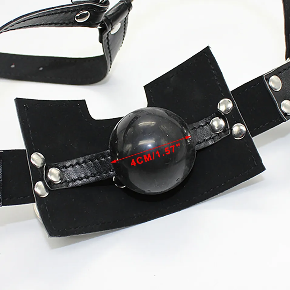 sexy Bondage PU Leather Slave Head Harness With Mouth Muzzle Strap Fetish Restraints Gag Ball BDSM Adult Game1405004