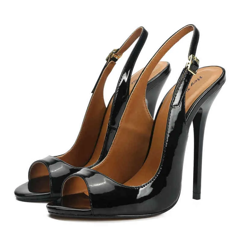Fashion dames sandalen 2021 zomer hoge hakken schoenen elegant zwart rood merk sandalen feest vrouwen slingback schoenen groot formaat g220527