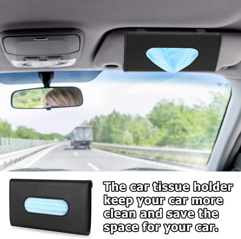 Car Visor Tissue Tissue Box Towel Tootes Premium Leather PU Sun Interior Storage for BMW Mulher Men 220523