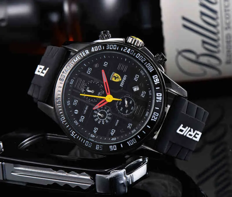 2021 New Luxury Men F1 Racing 6 Needle Fashion Sport Quartz Watch Stop WaterProof Reloj Relogio Clock Wristwatches302a