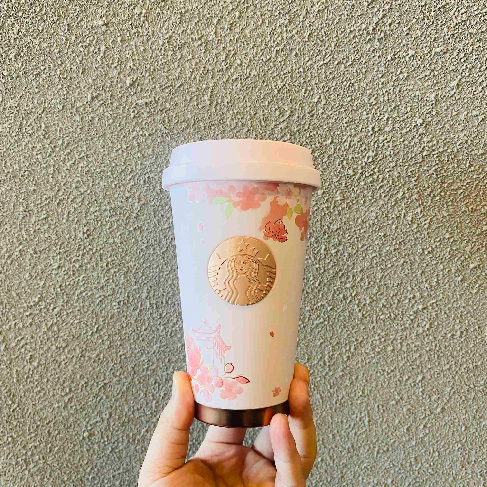 Starbucks tasse 2022 saison des fleurs de cerisier 370 ml fleur de cerisier rose tasse couverture corde acier inoxydable tasse d'accompagnement