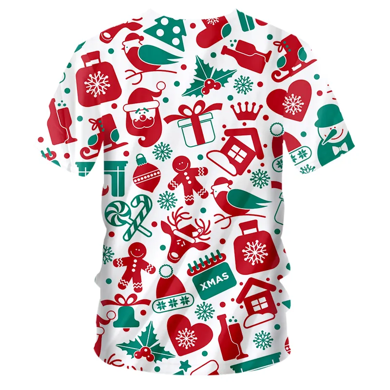 Regalo di Natale unisex T-shirt con scollo a V Magliette stampate in 3D Buon Natale Maniche corte Tee Moda fai da te Casua Oversize all'ingrosso 220707