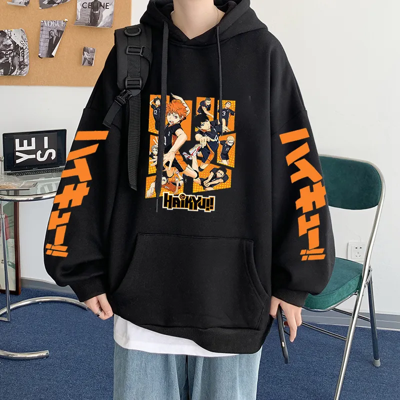 애니메이션 Haikyuu Hoodies 스웨트 셔츠 남성/여성 Karasuno Fly High Graphic Streetwear Pullover Winter Warm Unisex Anime Sweatshirts 220813