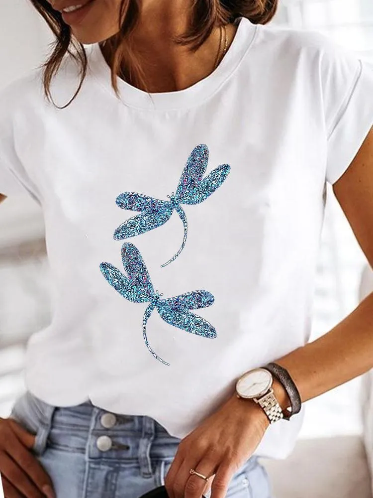 Short Sleeve Fashion Female Graphic Tee Women Print Dandelion Dragonfly 90s Summer Casual Clothes Ladies T Clothing Tshirts 220526