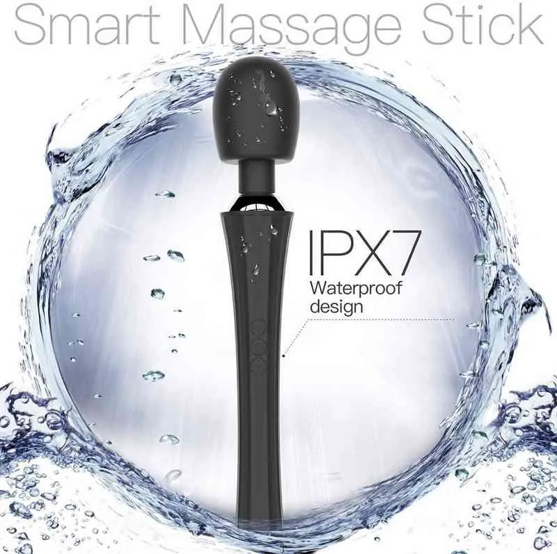 NXY Vibrators USB Power Wand Vibrations Wireless Handheld Massager 15 Multi Speed ​​Vibrations Uppladdningsbara Muskler Neck Shoulder Back Leg Foot 0406