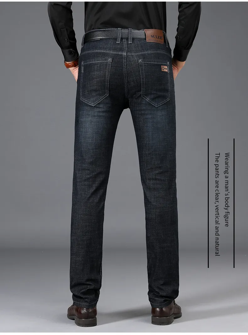 Sulee Brand Jeans Exclusive Design Famous Casual Denim Men Straight Slim Middle Waist Stretch Vaqueros Hombre 220328