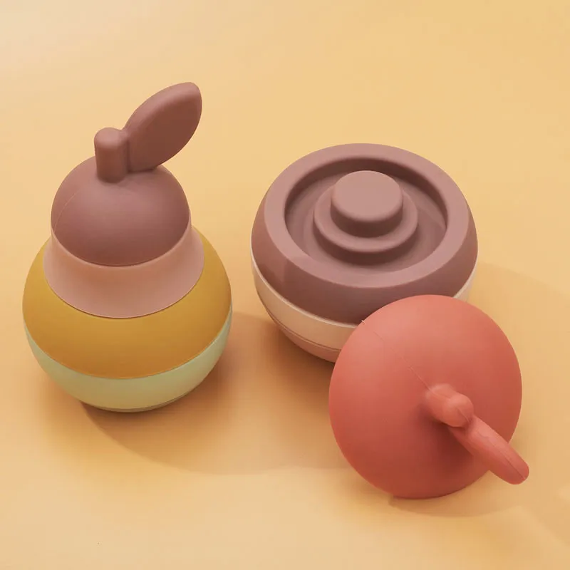 Tyry Hu Silikon Build Block Teether BPA Darmowe jabłkowe gruszki soft edukacyjne Montessori S Prezenty dla niemowląt 220715