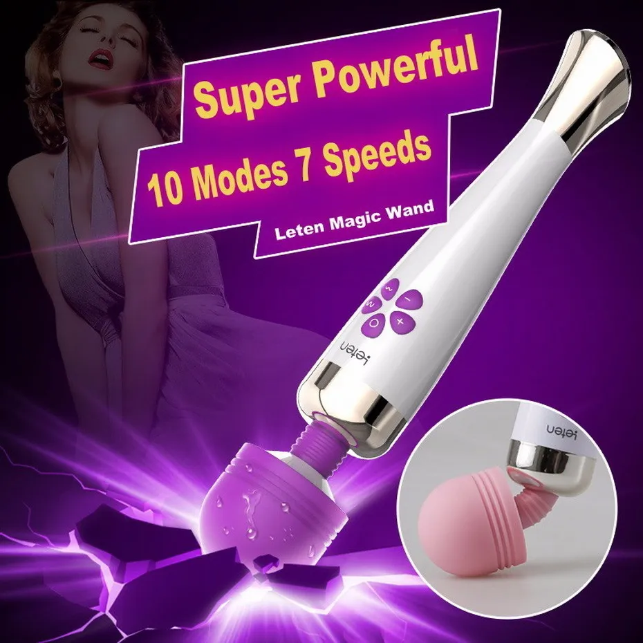 Yeain fantasy kraftfull klitoris stimulator vibrator, laddningsbar 10 frekvens 7 hastighet magisk trollstav massager sexiga leksaker för kvinna