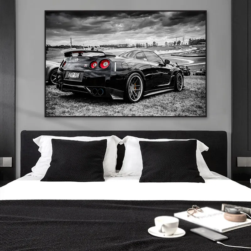 Гоночный спортивный автомобиль холст плакат Nissan GTR суперкар настенная живопись современные автомобили художественные фотографии для гостиной домашний декор без рамки