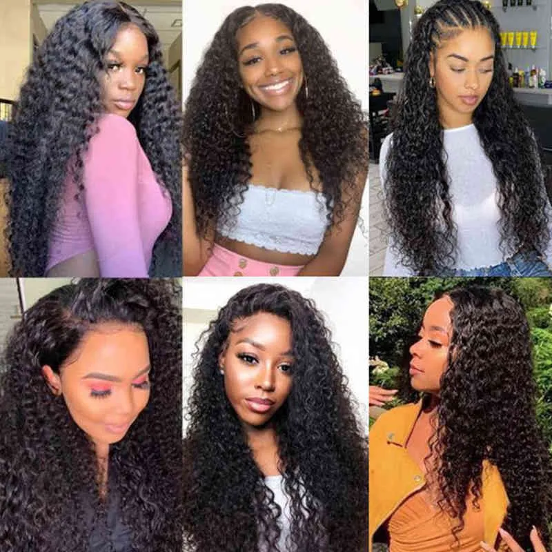 13x4 Kinky Curly Lace Front Perruques de Cheveux Humains Frontale 220622