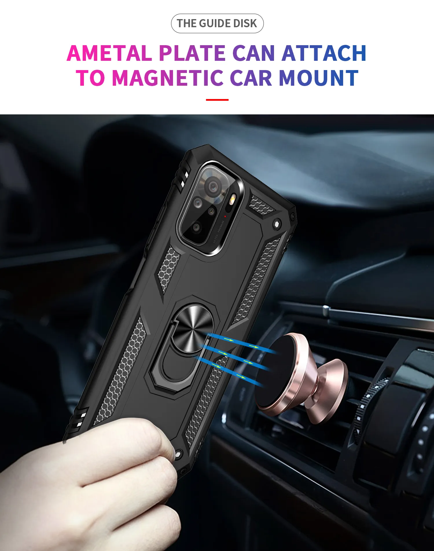 Cases With Magnetic Finger Ring HolderShockproof Armor Back Cover For Xiaomi Redmi Note 10 10s TPU Hard PC Soft Frame