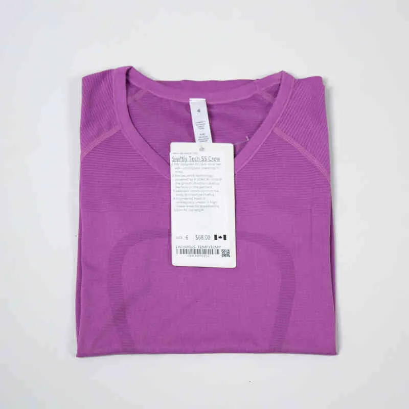 Lu-Camiseta de manga deportiva para mujer, ropa de Yoga, tejido elástico de nailon de manga larga de secado rápido rápidamente