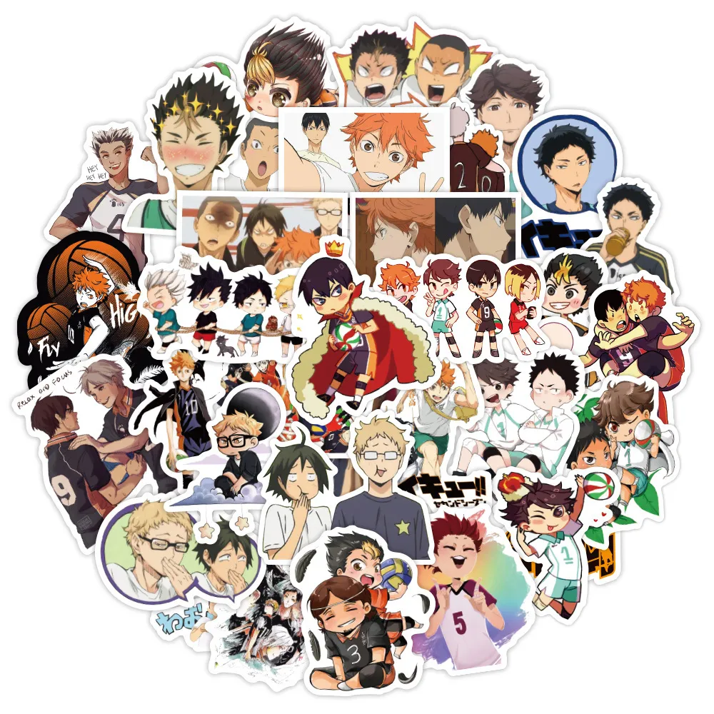 Waterproof sticker 50/Funny Anime Cartoon Stickers Haikyuu!! Cool Japanese Volleyball Vinyl Decals for Laptop Water Bottle Skateboard Car Car stickers