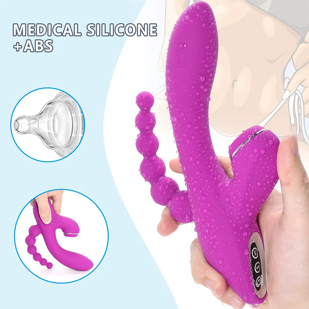 Nuovo 3in1 Sucking Vibratore Dildo le donne Palline anali Plug G-Spot Vagina Masturbazione Massaggiatore Giocattoli sexy femminili adulti