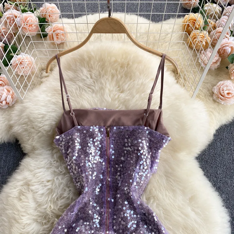 紫色のセクシーなノースリーブボディーコンドレスの夏のドレス