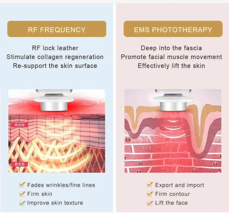 Устройства по уходу за лицом Tinwong New RF EMS LED Photon Beauty Jade Massager Skin Skin Lifting Установка морщин