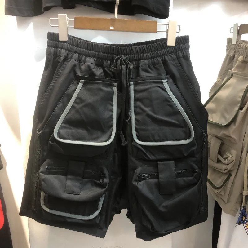 Salopette coupe-vent fonctionnelle multi-poches Short pour hommes printemps et été grailz coton pantalon décontracté ample