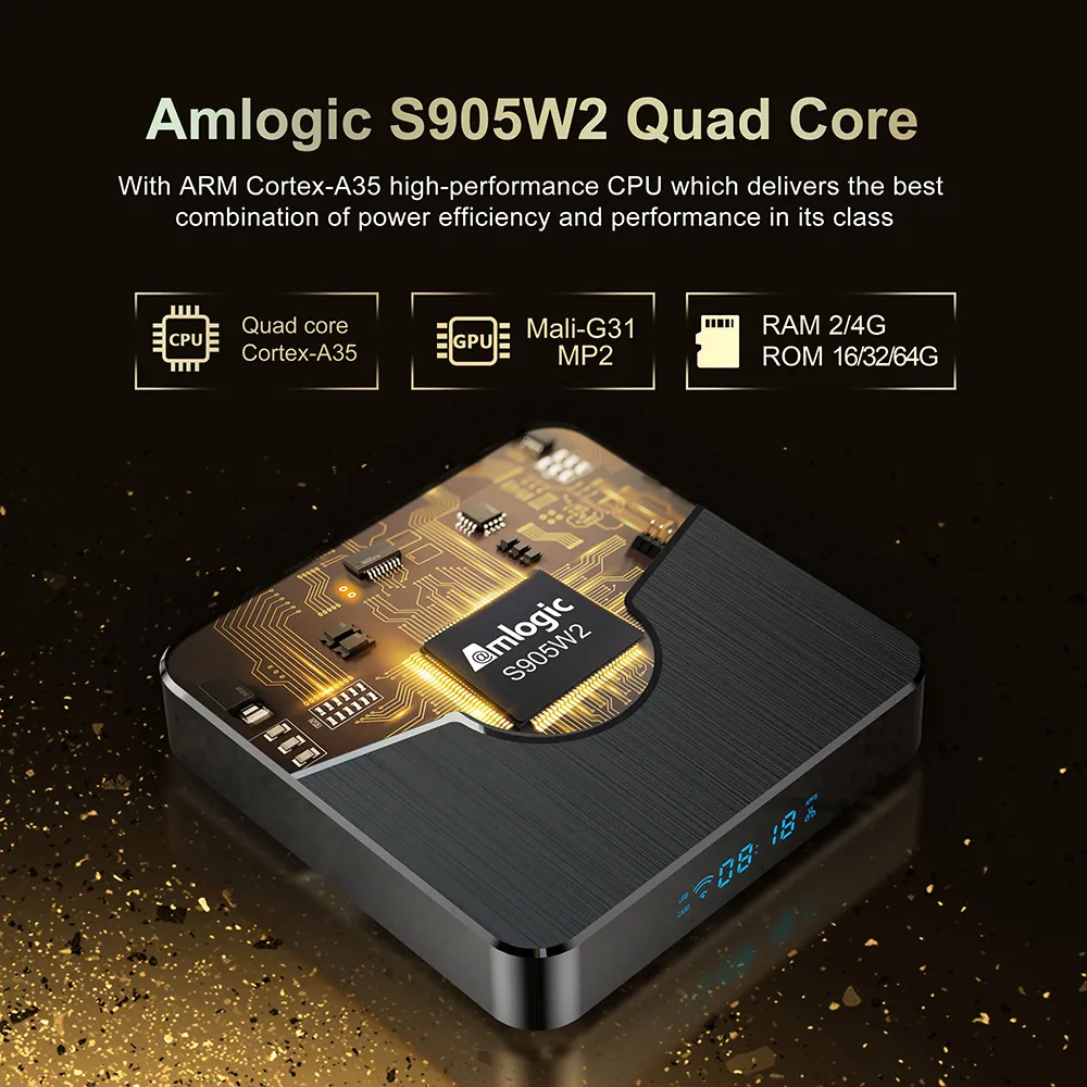 X98 PLUS AMLOGIC S905W2 TV4 Android 11 4G 64 GB Wsparcie H.265 AV1 WIFI BT5.0 Media Player X98Mini 4 GB 32 GB Zestaw Top Box