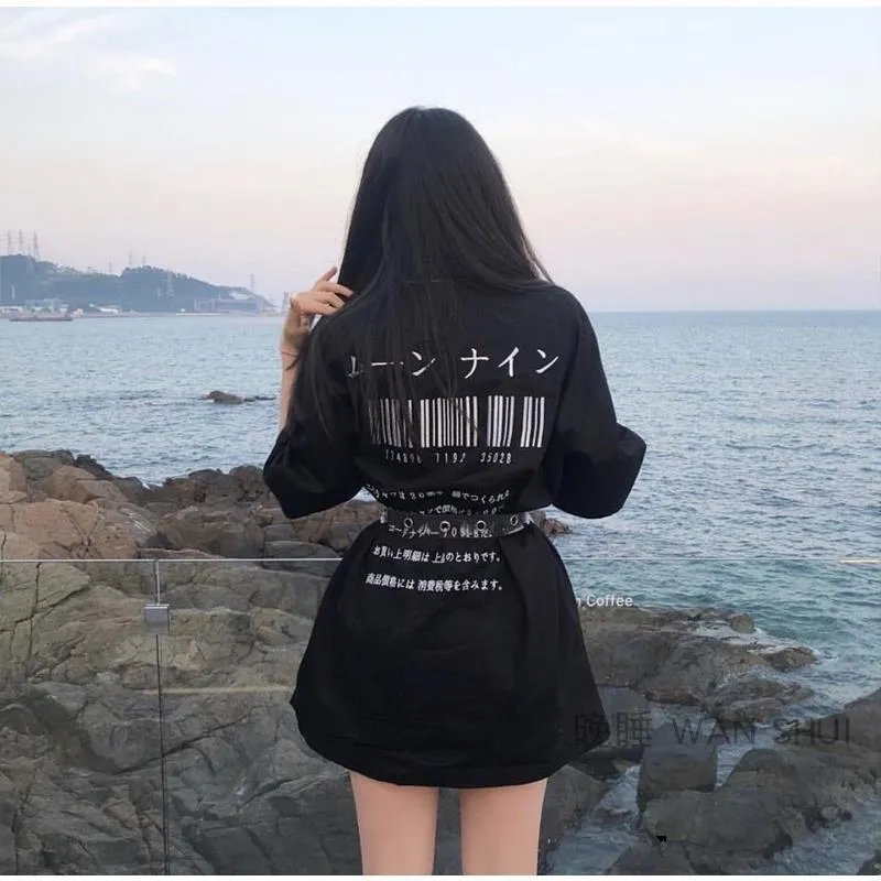 Short T Shirt Women Tshirt Butterfly Short-sleeved T-shirt Students Korean Bf Windclothes Trend Punk Goth Clothes Y2k Top 220402