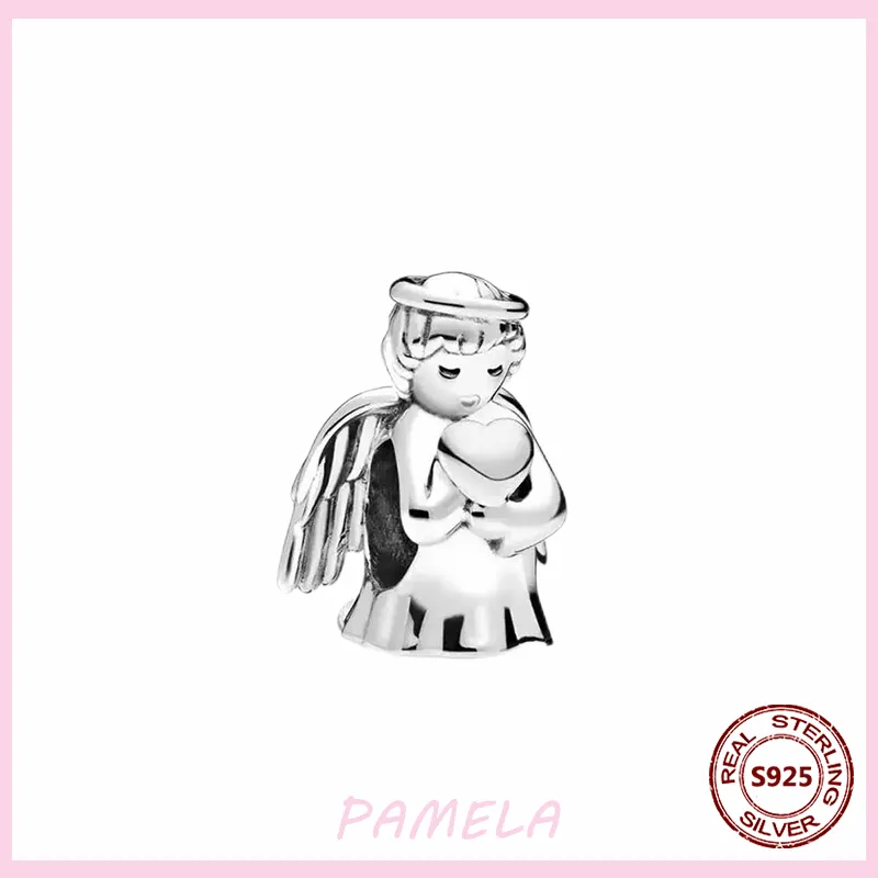 Pamela 925 Angel Sterling Angel God of Love Charms Wing Perles bricolage pour les bracelets Pandora Fit