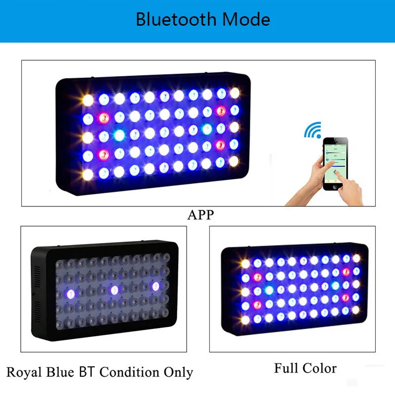 Full Spectrum LED Aquarium Light Bluetooth Control Dimmable Marine Grow Lights for Coral Reef Fish Tank Plant184b