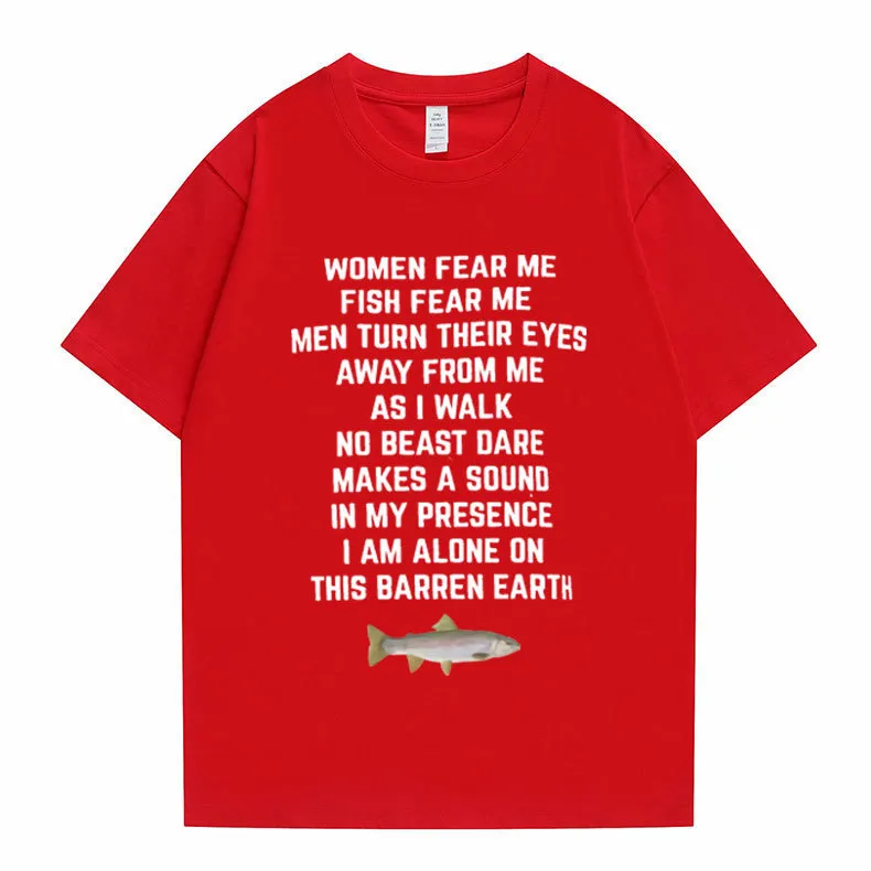 Women Fear Me Fish n Casual T shirt Tops Tshirt Loose Crew Oversized Fitted Soft Anime Manga Tee Clothes 220620