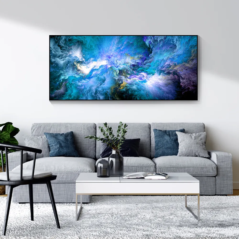 Nordic Blue Purple Leinwandgemälde Modernes Zuhause Gold Poster und Druck Wandbild für Wohnzimmer Abstrakte skandinavische Wandkunst