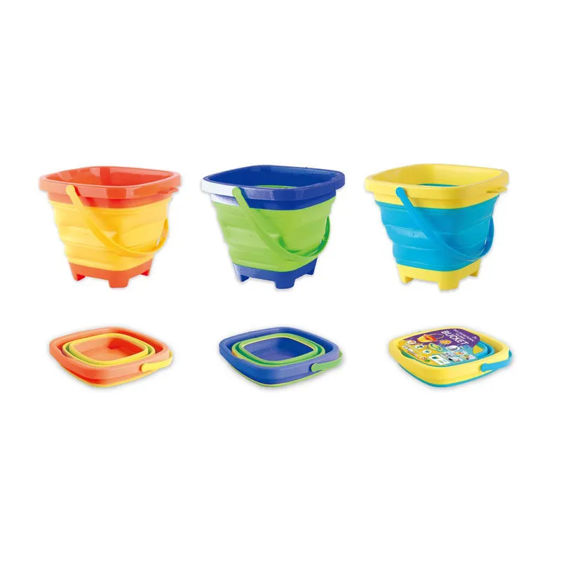 Summer Colling Bucket Compact 2 litros Silicone portátil dobrável Kids Beach Play Sand Game Water Toys Outdoor 220715