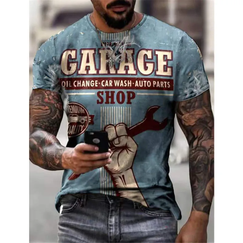 Estate Castrol retrò a maniche corte da uomo Tshirt stampa 3D etnico alfabeto Harajuku moda Tshirt mens collare top 220624