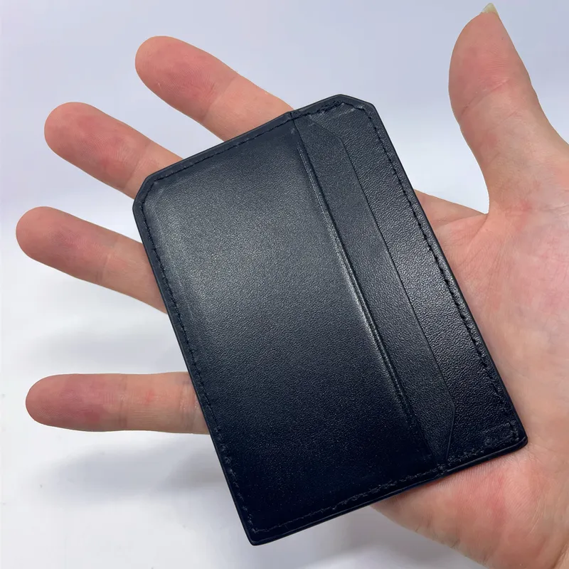 黒い本物の革のクレジットカードホルダービジネスメン高品質のスリムバンクカードケース2023新しい到着ファッションIDカード財布DRO303U