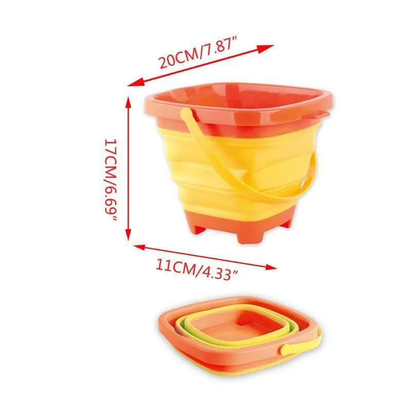 Portable Beach Bucket Sand Toy Foldable Collapsible Multi Purpose Plastic Pail 220715