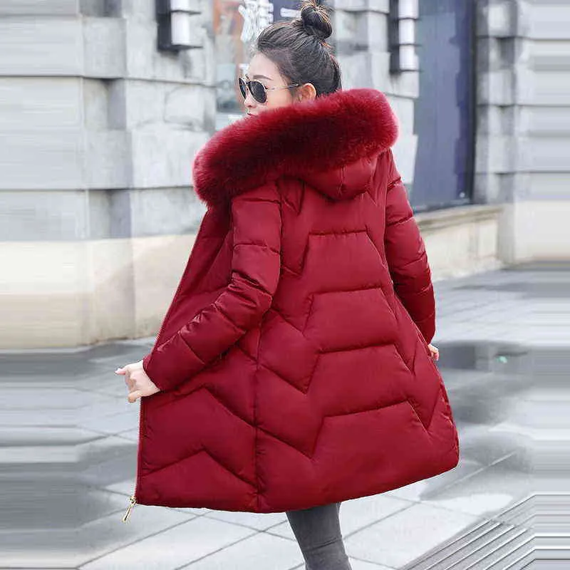 2022 nueva chaqueta de invierno para mujer, Parka con capucha, Parka acolchada de algodón para mujer, chaqueta larga para mujer, abrigo de talla grande 7XL, prendas de vestir cálidas ajustadas L220730