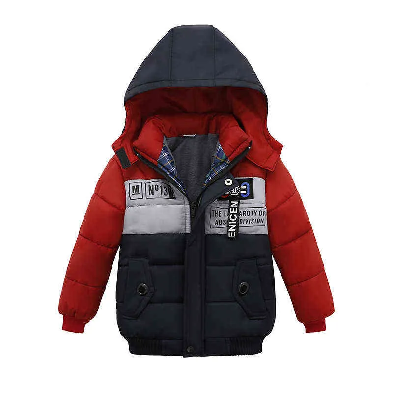 Abbigliamento bambini Abiti di cotone 2022 Nuova giacca addensata con cappuccio con cappuccio con cappuccio giacche imbottite in pile coachine J220718