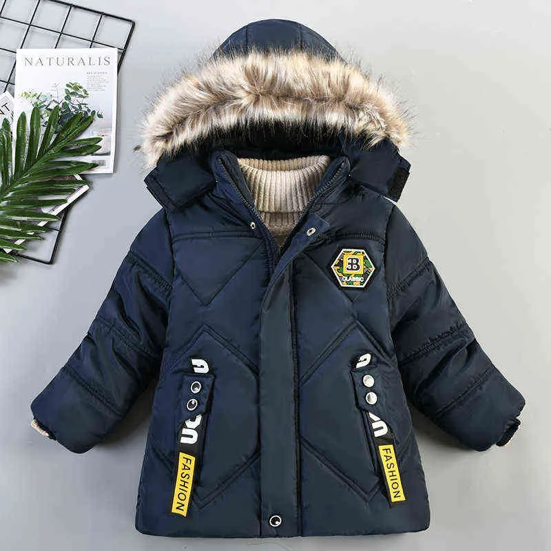 2021, chaquetas de invierno para bebés, ropa de abrigo con capucha de felpa gruesa para niños, chaquetas cálidas con cremallera, chaqueta de nieve para niños de 2 a 5 años J220718
