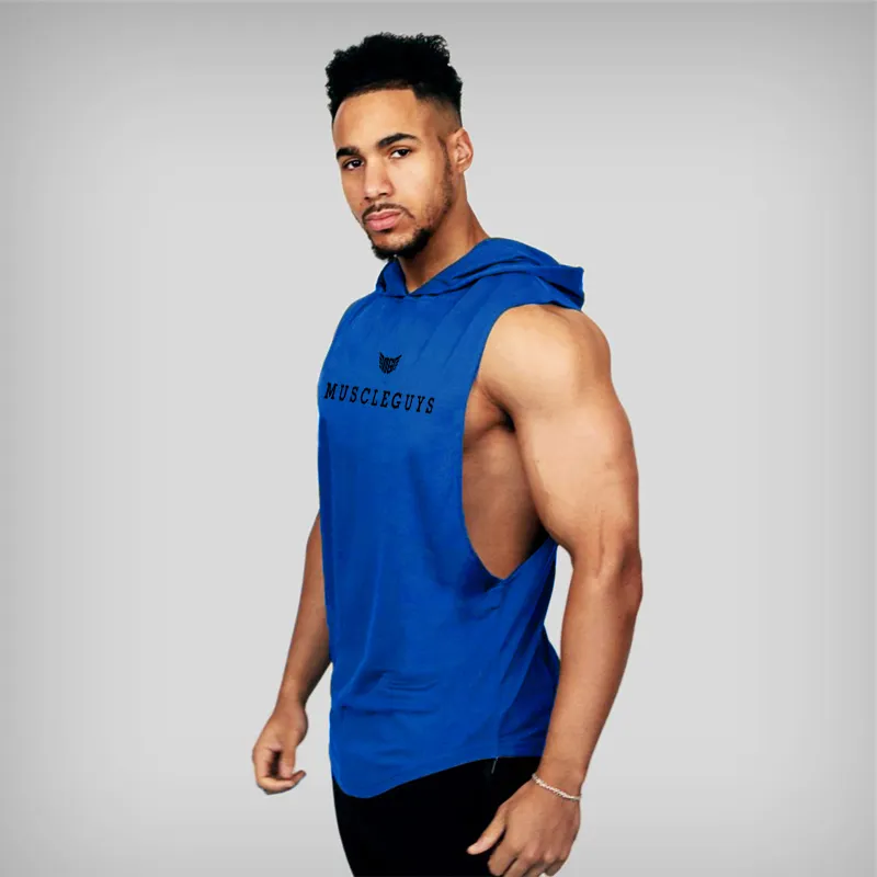 High Quality Gym Clothing Fitness Men Tank Top with hoodie Mens Bodybuilding Stringers Tank Top workout Singlet Sleeveless Shirt