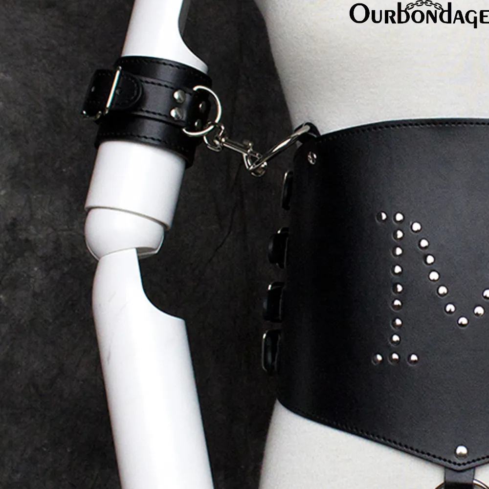 Ourbondage M – harnais en cuir PU pour femmes, taille entière, corps de Bondage avec brassard, poignets, sangle et ceinture de pantalon, jouet sexy pour femmes