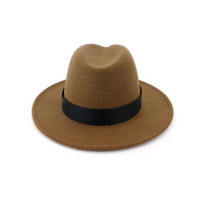 Vintage fedora män ull bred grim topp hatt witner höst för kvinna chapeau svart kyrka hatt bowler damer kvinnas jazzhattar 220506