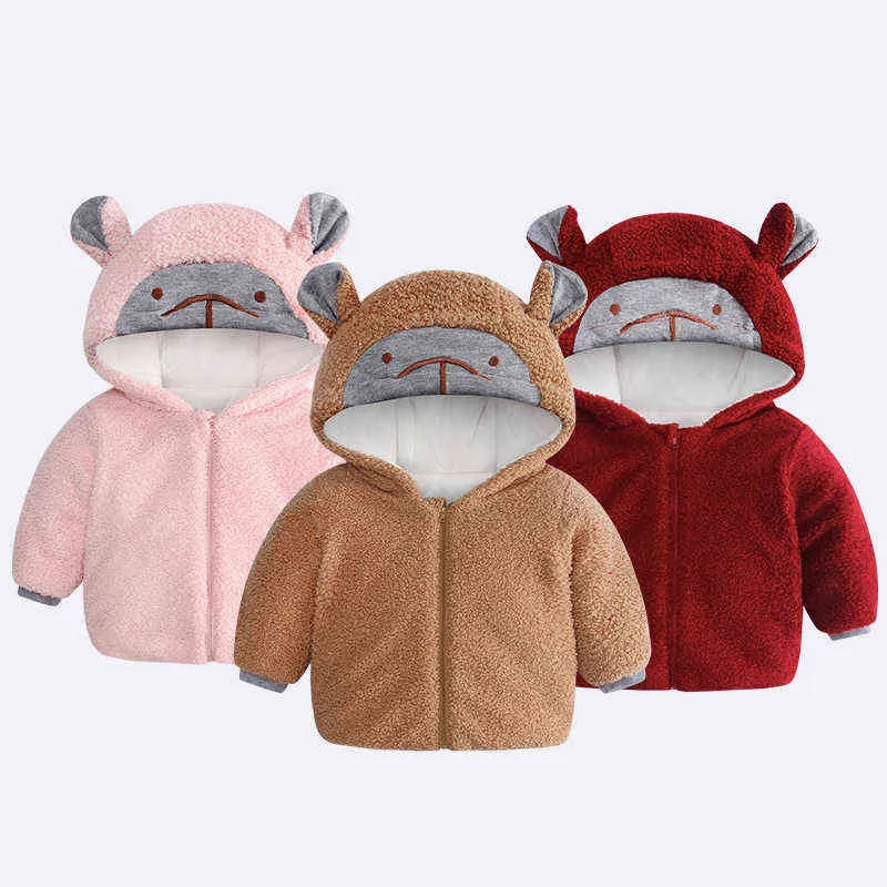 Bebekler İçin Kış Bebek Ceketleri Yenidoğan Ceketler Kalın Velvet Kızlar Erkekler Hooded Ceketler Çocuk Dış Giyim 0-2 Y Bebek Çocuk Snowsuit J220718