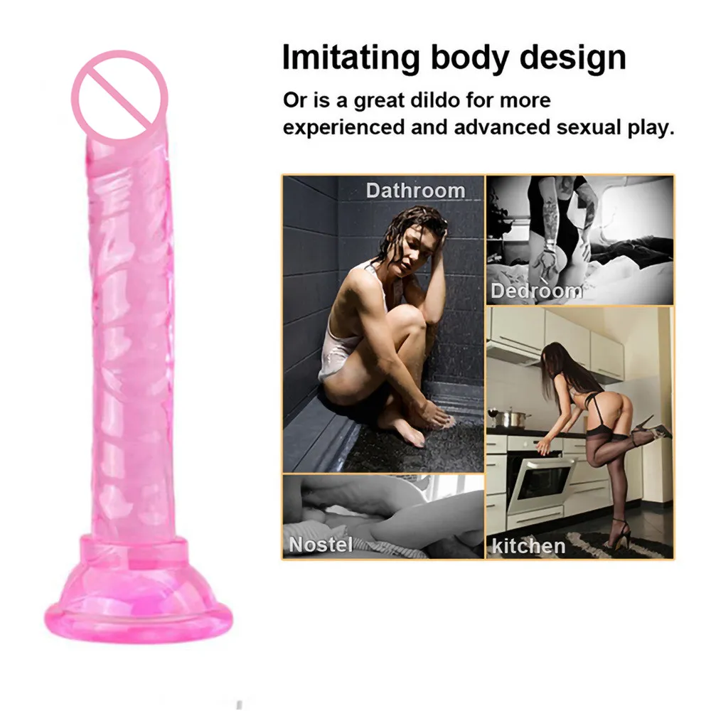 Dildo delle donne reali Soft Jelly Penis Sucker Masturbatore lesbico la vagina Plug anale Donna Dildo Negozio di giocattoli sexy adulti