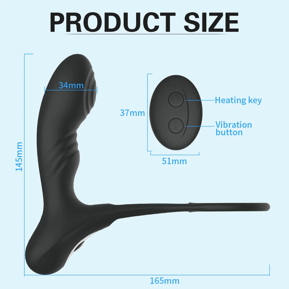 Aquecimento de massageador de próstata ANGRATOR ANGRATOR ANGULAR Plug Plug Remote Remote Adult Products Atraso ejaculação brinquedos sexy para homens