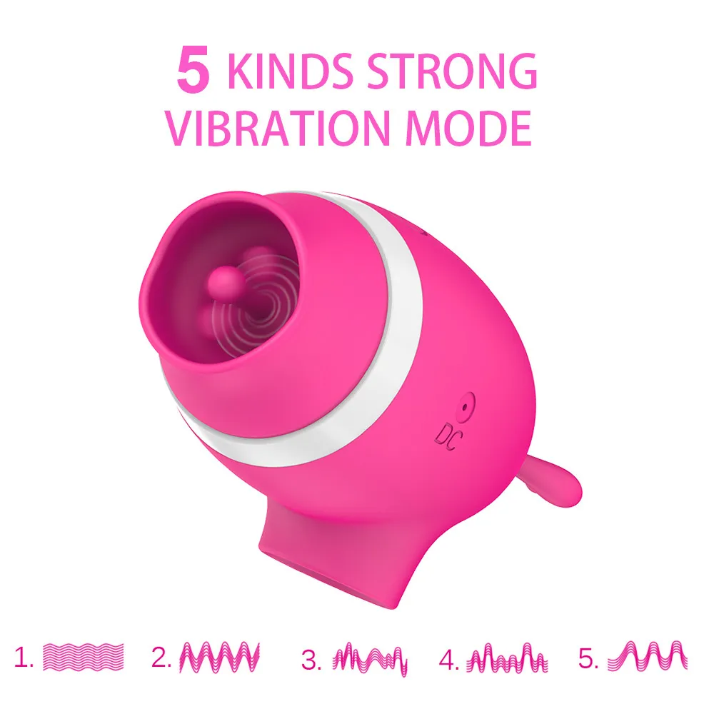 Vibratore succhiare il capezzolo a 5 frequenze Stimolatore ClitVagina Giocattolo sexy in silicone leccate orali da donna