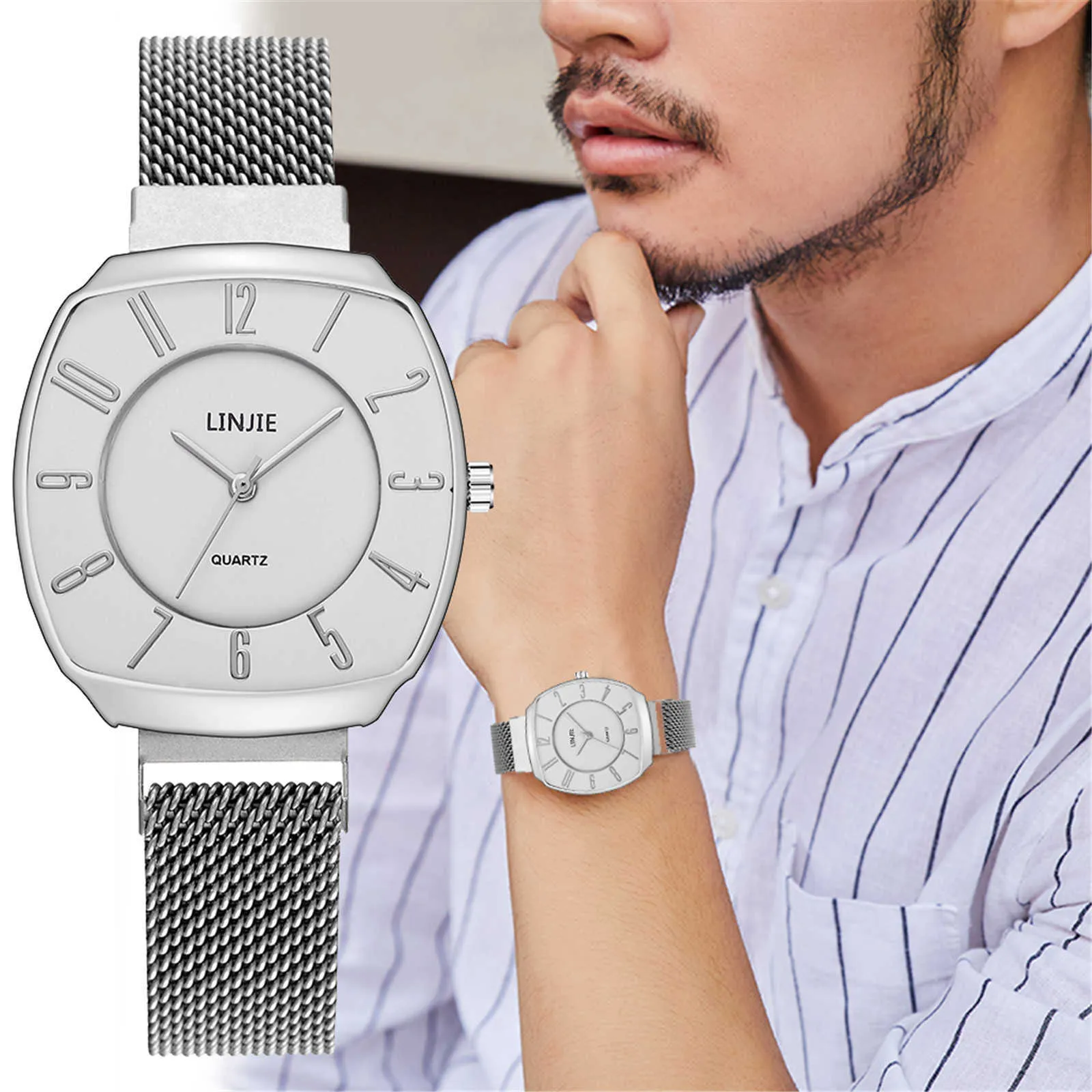 Zegarek kwarcowy męski Arabski Powierzchnia szklana dla mężczyzn Statek ze stali nierdzewnej 2022 Nowy zegarek