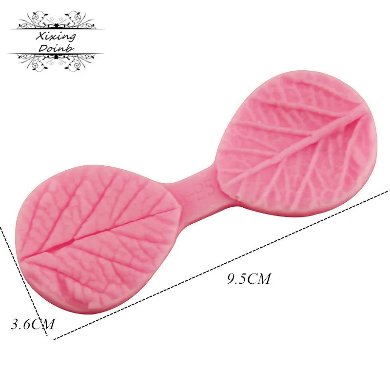 Stampo decorare torte fai-da-te Double Leaf Veiner Silicone Sugar Art Fondant Tools 220815