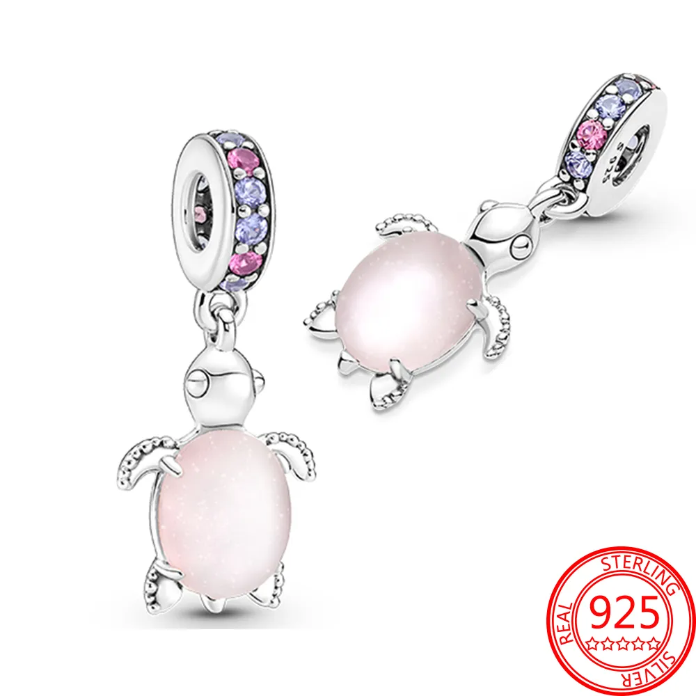 Nieuwe populaire 100% 925 Sterling Silver Charm Pink Heart Leuke hoofdtelefoon Charme voor Pandora -armbanden en kettingen geschenken DIY -sieraden voor meisjes